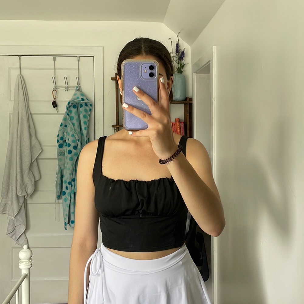Black ruched tank top